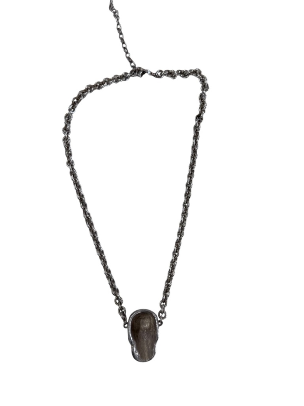 SKULL PENDANT NECKLACE - SILVER TONE METAL - Picture 2 of 2
